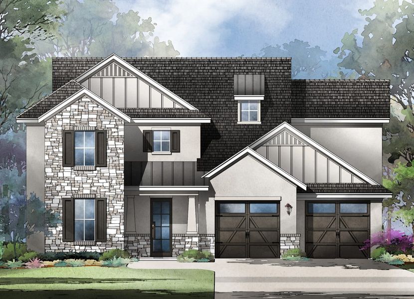 Dublin Floor Plan in Parmer Ranch, Georgetown | Sitterle Homes Elevation C Dublin Floor Plan in Parmer Ranch, Georgetown | Sitterle Homes Elevation C