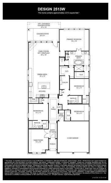2D floor plan layout of this home in StoneCreek Estates, Richmond, TX (Image 2).