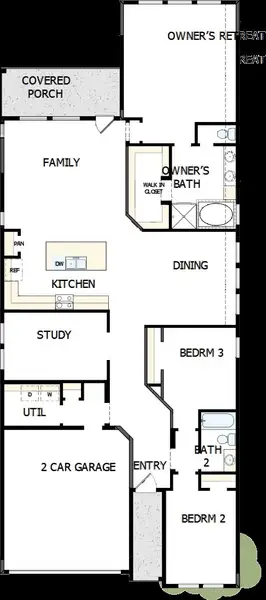 2D floor plan layout of this home in Meridiana 45' Homesites, Manvel, TX (Image 2).