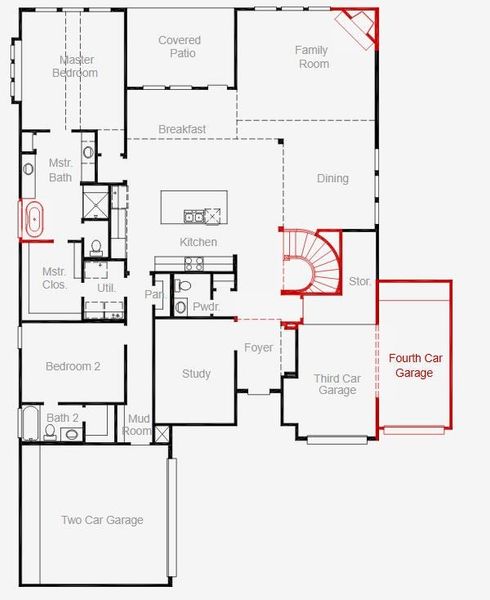 2D floor plan layout of this home in Painted Tree, McKinney, TX (Image 4).