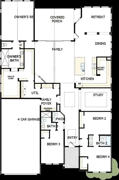 2D floor plan layout of this home in Harvest Green - Parkview Collection, Richmond, TX (Image 4). 2D floor plan layout of this home in Harvest Green - Parkview Collection, Richmond, TX (Image 4).
