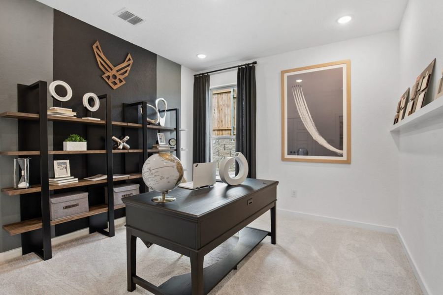 Representative furnished interior of a home built from the Cottonwood II Harrington Trails Cornerstone I Series by Brohn Homes in Harrington Trails, New Caney (Image 18).