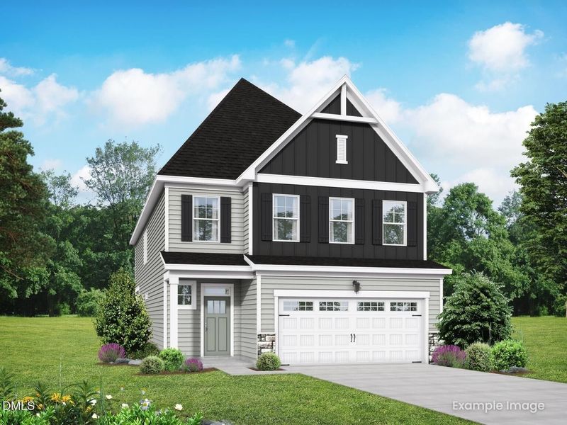 Front exterior of a new home in Wendell Ridge, Wendell, NC, highlighting curb appeal (Image 2). Front exterior of a new home in Wendell Ridge, Wendell, NC, highlighting curb appeal (Image 2).