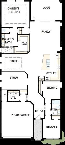 2D floor plan layout of this home in North River Ranch - Cottage Series, Parrish, FL (Image 2).