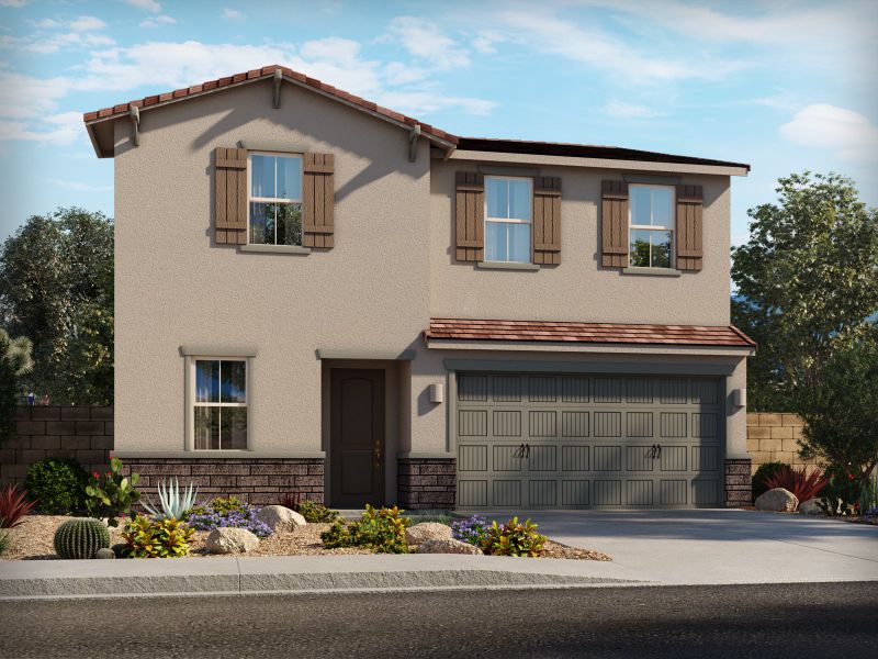 Representative exterior photo of a completed home built from the Nirvana by Meritage Homes in La Estancia - Arcadia, Tucson, AZ (Image 4).