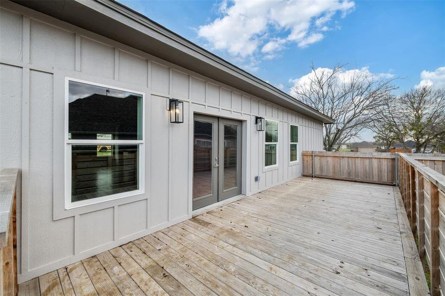 Wooden deck with french doors