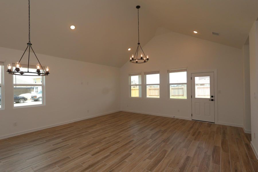 Open great room and dining area