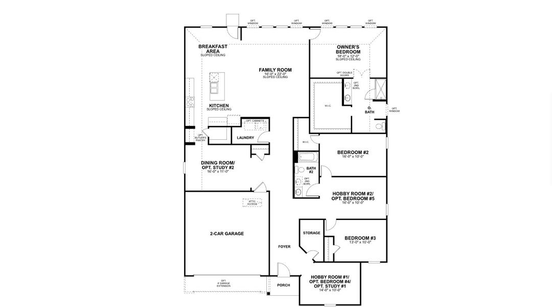 2D floor plan layout for the Fairfield by M/I Homes in Carillon, Manor, TX (Image 3).