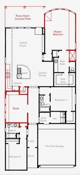2D floor plan layout of this home in Two Step Farm, Montgomery, TX (Image 3).
