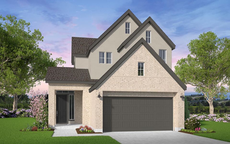 Representative exterior photo of a completed home built from the Emerson by Brookfield Residential in 40' Traditional Homes at Elyson, Katy, TX (Image 9). Representative exterior photo of a completed home built from the Emerson by Brookfield Residential in 40' Traditional Homes at Elyson, Katy, TX (Image 9).