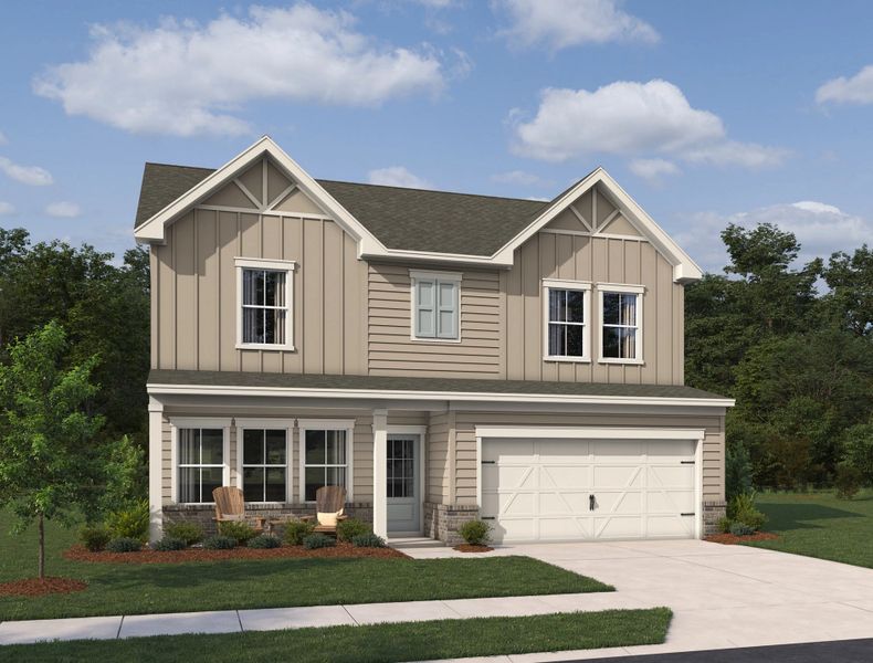 Representative exterior photo of a completed home built from the Baker by Ashton Woods in The Pointe at Heron Bay, Locust Grove, GA (Image 2).