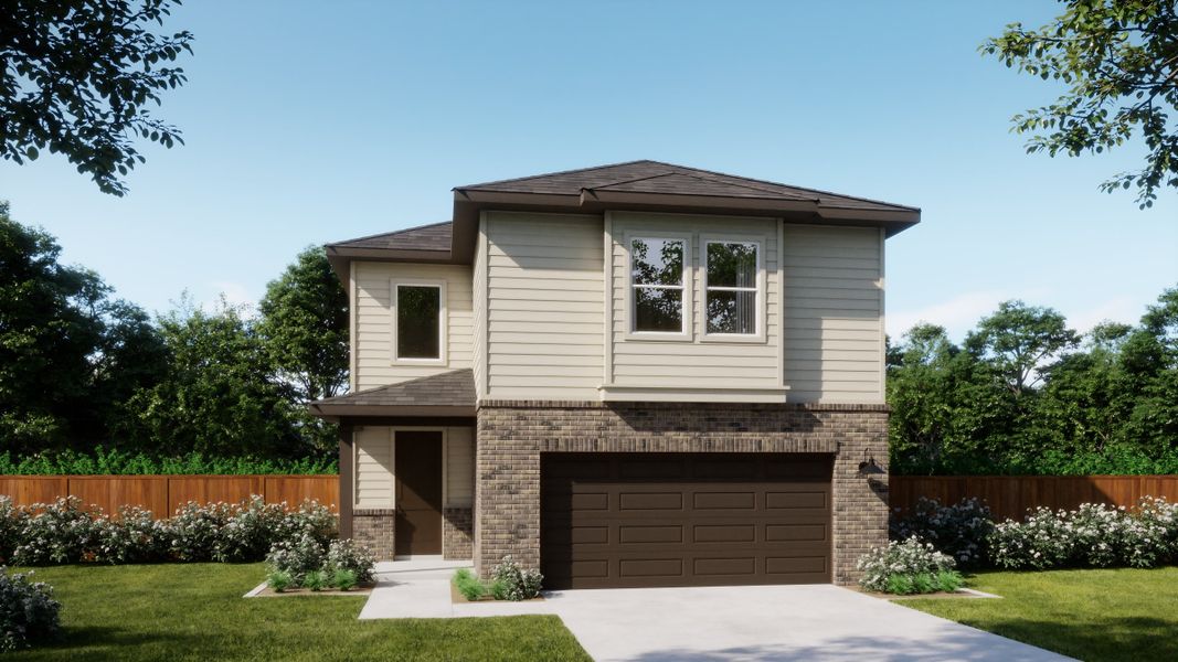 Representative exterior photo of a completed home built from the Ailyn by Risewell Homes in Lariat, Liberty Hill, TX (Image 3).