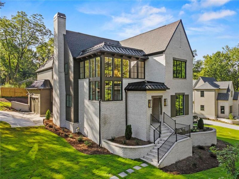 Front exterior of a new home in , Roswell, GA, highlighting curb appeal (Image 25). Front exterior of a new home in , Roswell, GA, highlighting curb appeal (Image 25).