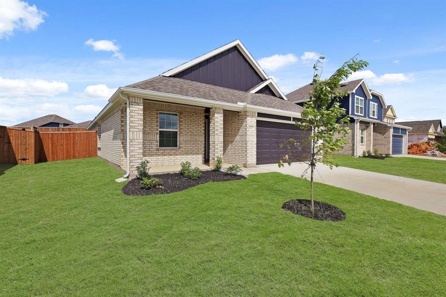 Front exterior of a new home in Burgess Meadows, Cleburne, TX, highlighting curb appeal (Image 2).