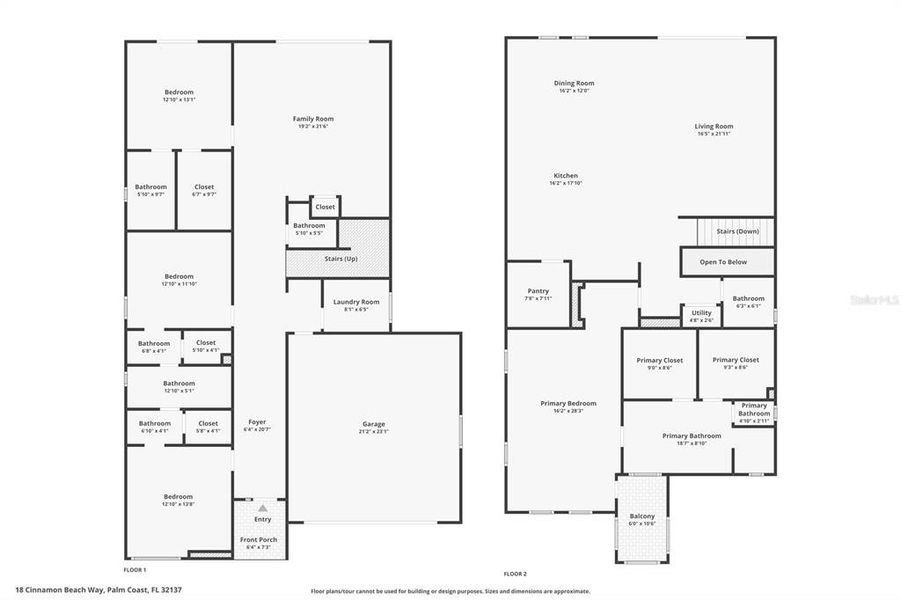 2D floor plan layout of this home in , Palm Coast, FL (Image 7). 2D floor plan layout of this home in , Palm Coast, FL (Image 7).