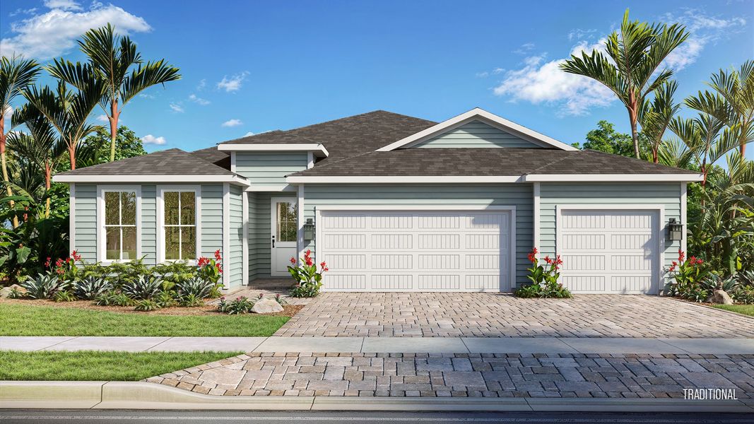 Representative exterior photo of a completed home built from the Marigold by DRB Homes in Haven at Diamond Springs, Jacksonville, FL (Image 23). Representative exterior photo of a completed home built from the Marigold by DRB Homes in Haven at Diamond Springs, Jacksonville, FL (Image 23).