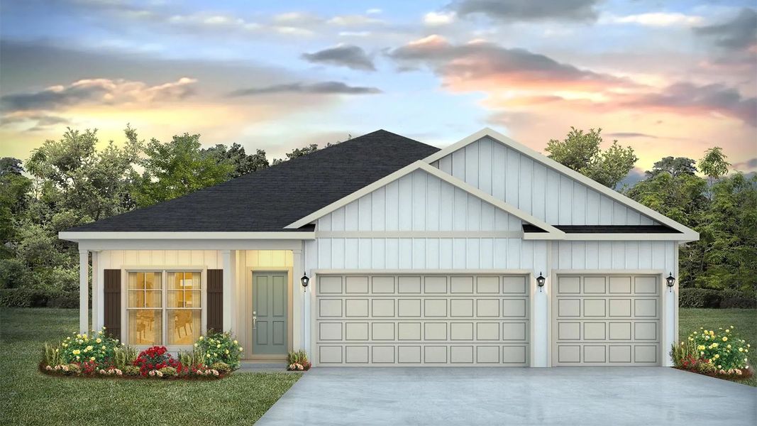Front exterior of a new home in Titus Park, Panama City, FL, highlighting curb appeal (Image 2). Front exterior of a new home in Titus Park, Panama City, FL, highlighting curb appeal (Image 2).