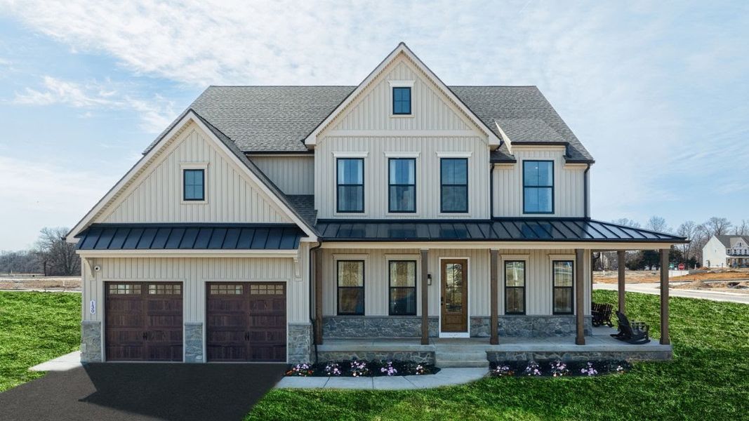Representative exterior photo of a completed home built from the Devonshire by Keystone Custom Homes in McLean South Shore, Belmont, NC (Image 35).