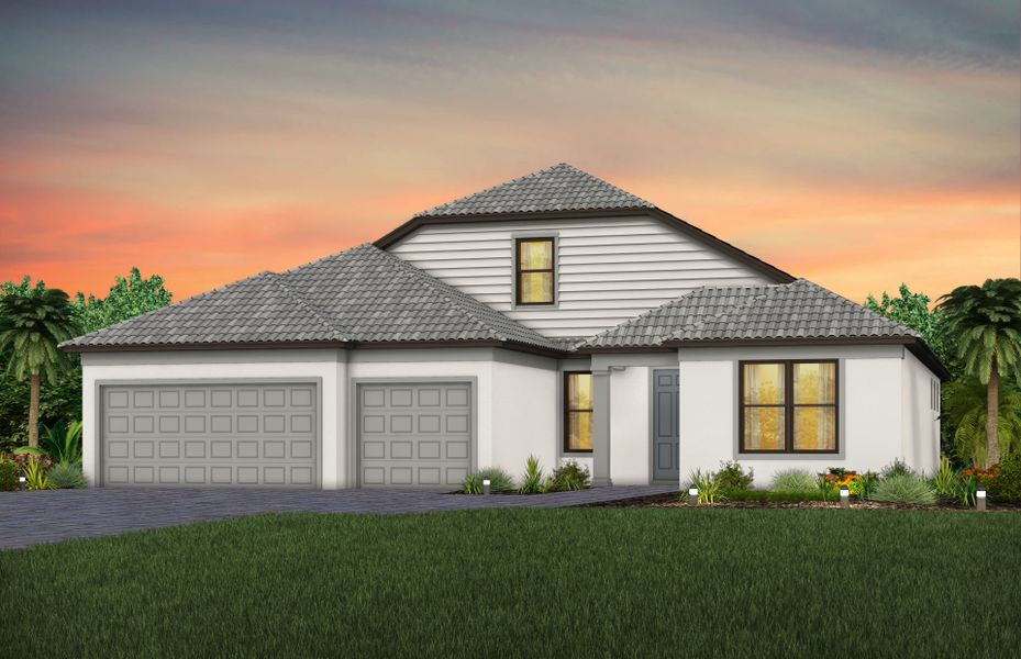 Representative exterior photo of a completed home built from the Stellar Grande by Pulte Homes in Arbor Oaks, North Port, FL (Image 28). Representative exterior photo of a completed home built from the Stellar Grande by Pulte Homes in Arbor Oaks, North Port, FL (Image 28).