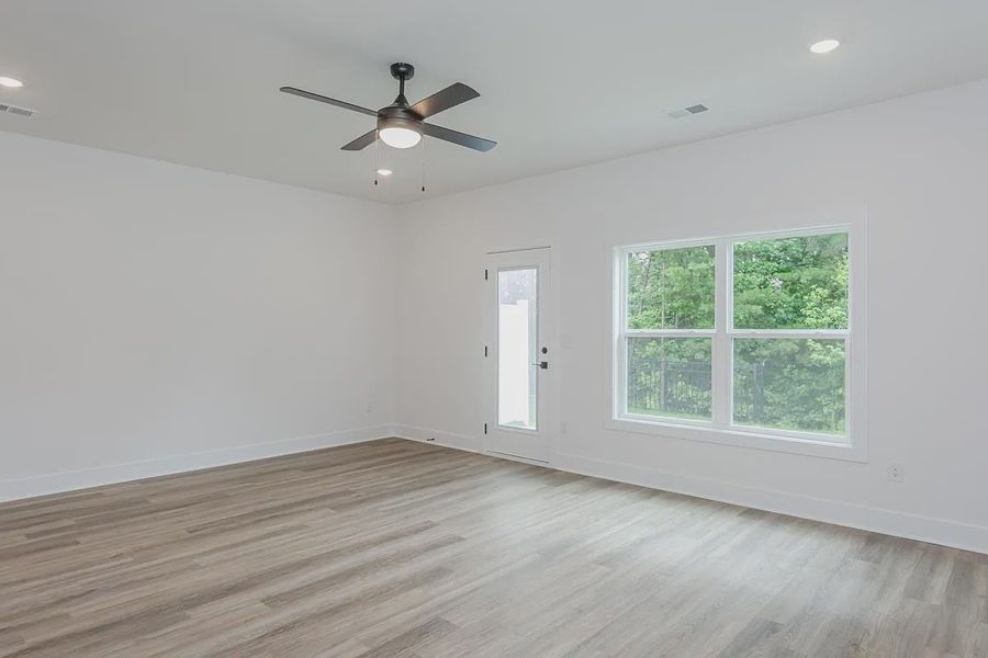 Representative unfurnished interior of a home built from the 1808 Townhome by Adams Homes in Parkstone Place Townhomes, Roebuck (Image 12). Representative unfurnished interior of a home built from the 1808 Townhome by Adams Homes in Parkstone Place Townhomes, Roebuck (Image 12).