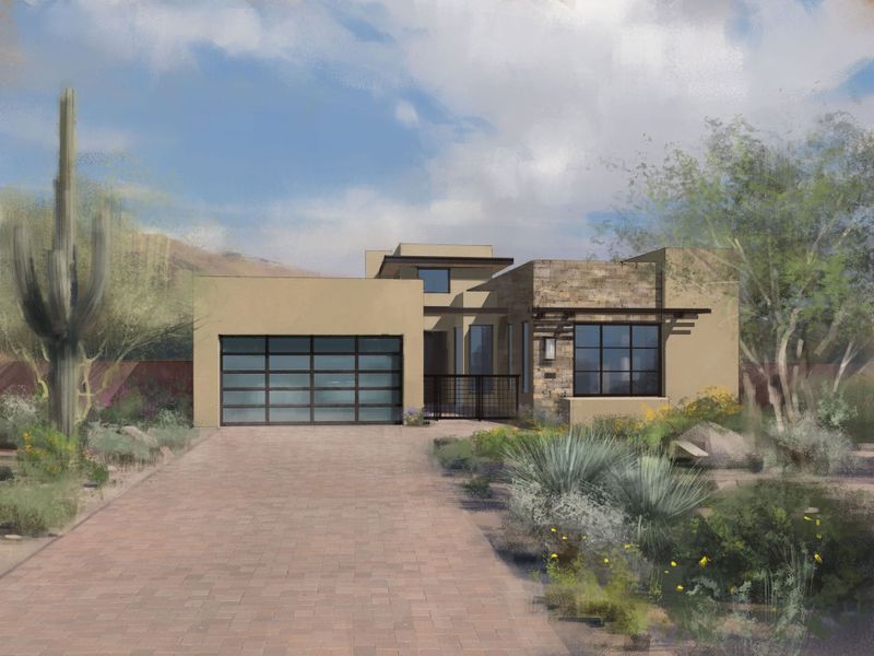 Front exterior of a home in the The Villas II at Desert Mountain community, located in Scottsdale, AZ (Image 12).