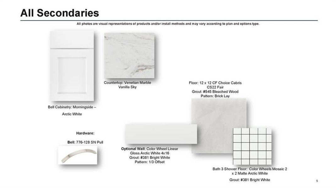 Secondary bathrooms selections