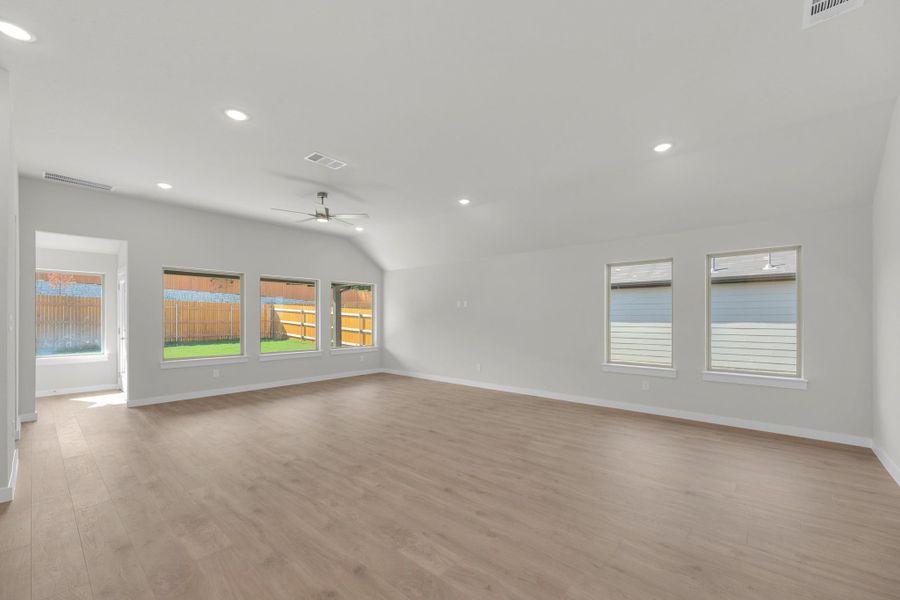 Living Room in the Evelyn Pecos model home in Austin TX by Trophy Signature Homes