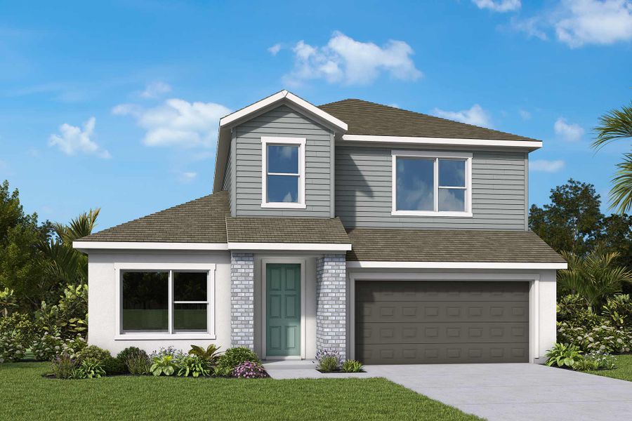 Representative exterior photo of a completed home built from the The Burgert by David Weekley Homes in Southwind – Classic Series, Plant City, FL (Image 16). Representative exterior photo of a completed home built from the The Burgert by David Weekley Homes in Southwind – Classic Series, Plant City, FL (Image 16).