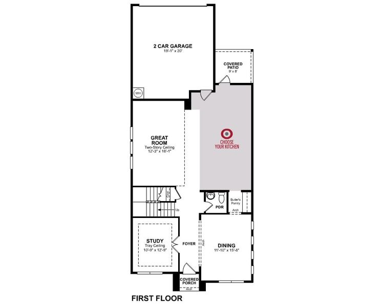 2D floor plan layout for the Whitney by Beazer Homes in Wildflower Ranch, Justin, TX (Image 3).