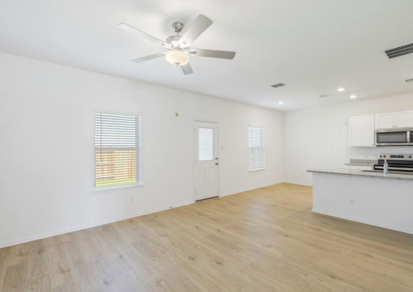 Spacious family room and kitchen