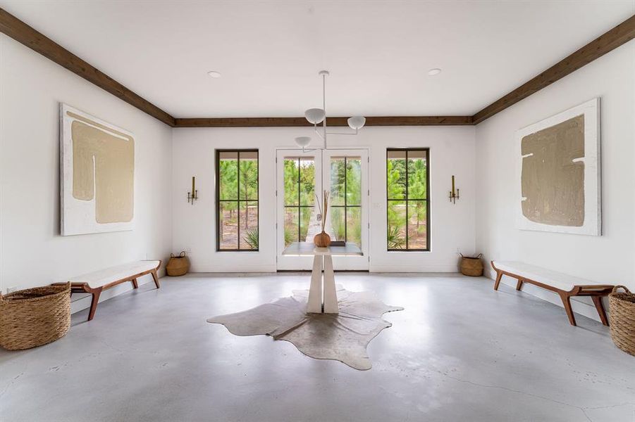 Living area with light wood-type flooring, recessed lighting, and ceiling fan Living area with light wood-type flooring, recessed lighting, and ceiling fan