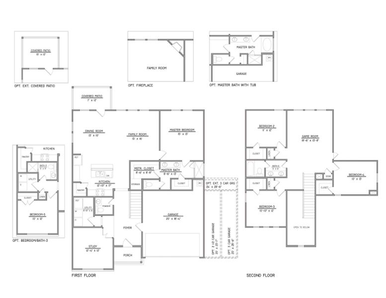 2D floor plan layout for the The Verdin by RED GABLE HOMES in The Gables At Tioga, Tioga, TX (Image 3).