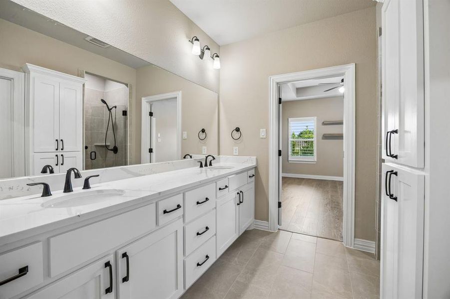 dual sinks. walk in shower. separate water closet. linen closet. walk in closet...this bathroom has so much storage and its beatuiful! dual sinks. walk in shower. separate water closet. linen closet. walk in closet...this bathroom has so much storage and its beatuiful!