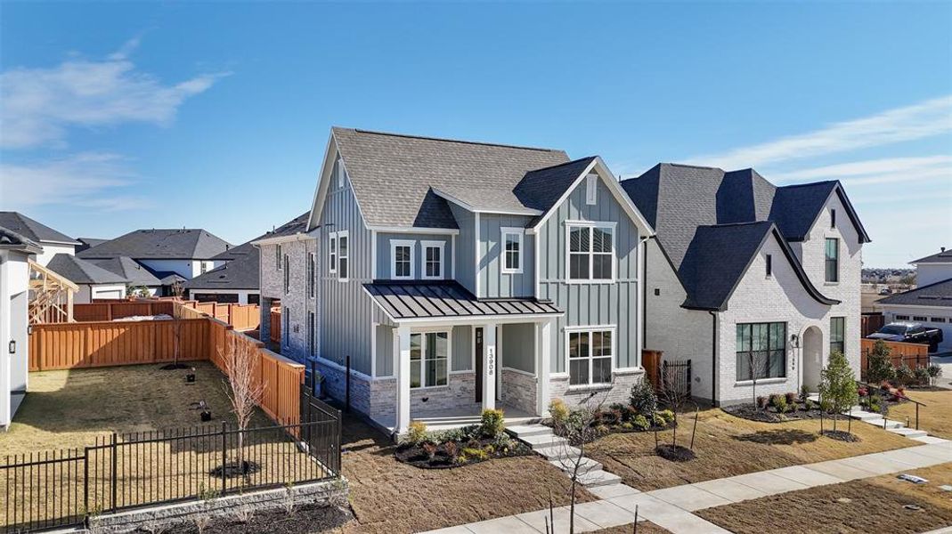 Front exterior of a new home in Fields - 40' Lots, Frisco, TX, highlighting curb appeal (Image 24).