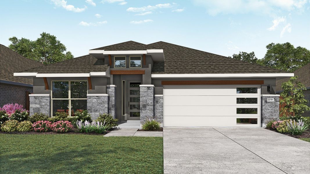 Representative exterior photo of a completed home built from the Oleander by DRB Homes in Heritage Mill, Hutto, TX (Image 6). Representative exterior photo of a completed home built from the Oleander by DRB Homes in Heritage Mill, Hutto, TX (Image 6).