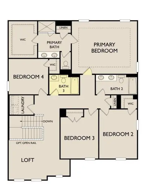 2D floor plan layout of this home in Eastlyn Crossing, Flowery Branch, GA (Image 6).