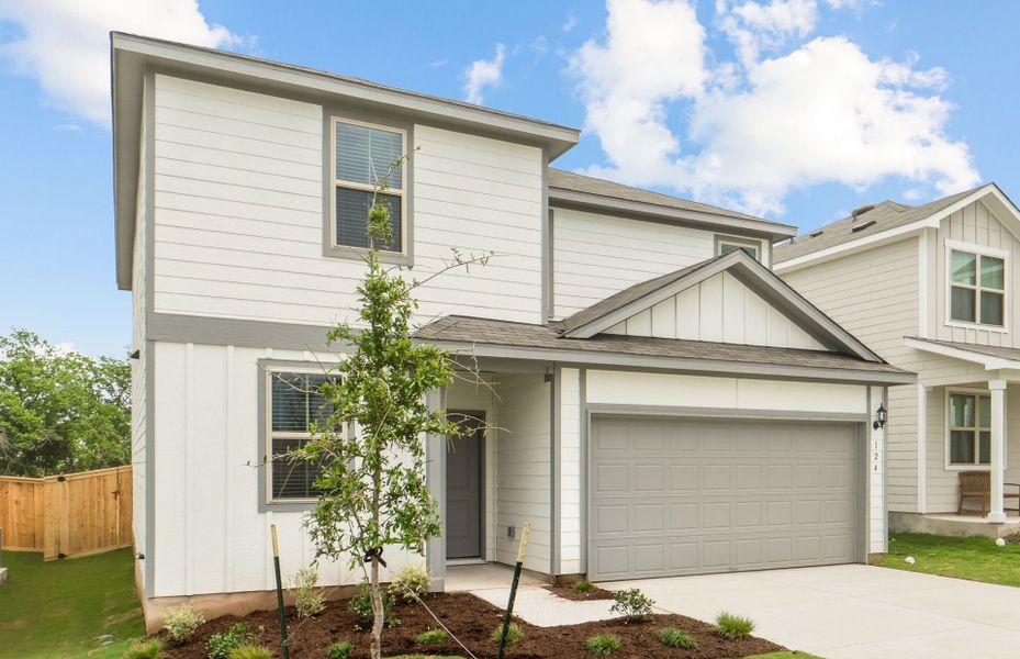 Front exterior of a new home in Sonterra, Jarrell, TX, highlighting curb appeal (Image 18).