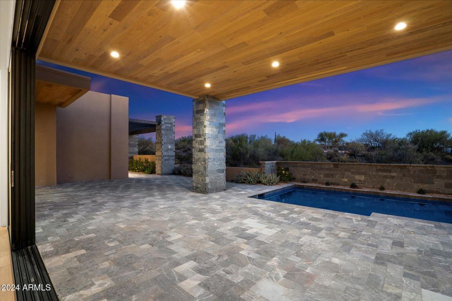 Wood Paneled Patio Ceiling!