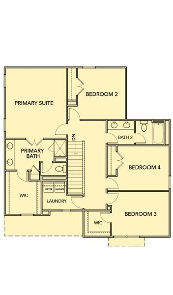 2D floor plan layout for the Linden by Kerley Family Homes in Meadow Pines, Dallas, GA (Image 4).