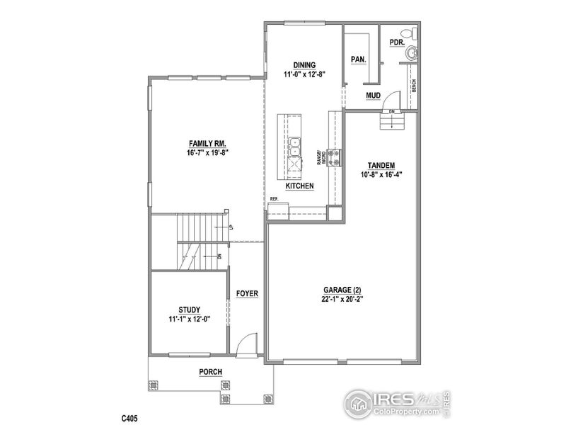 2D floor plan layout of this home in RainDance - 60s, Windsor, CO (Image 3).