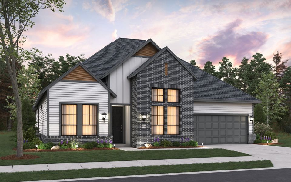 Representative exterior photo of a completed home built from the Alamo by HistoryMaker Homes in Hunters Crossing 60s, Sealy, TX (Image 20). Representative exterior photo of a completed home built from the Alamo by HistoryMaker Homes in Hunters Crossing 60s, Sealy, TX (Image 20).