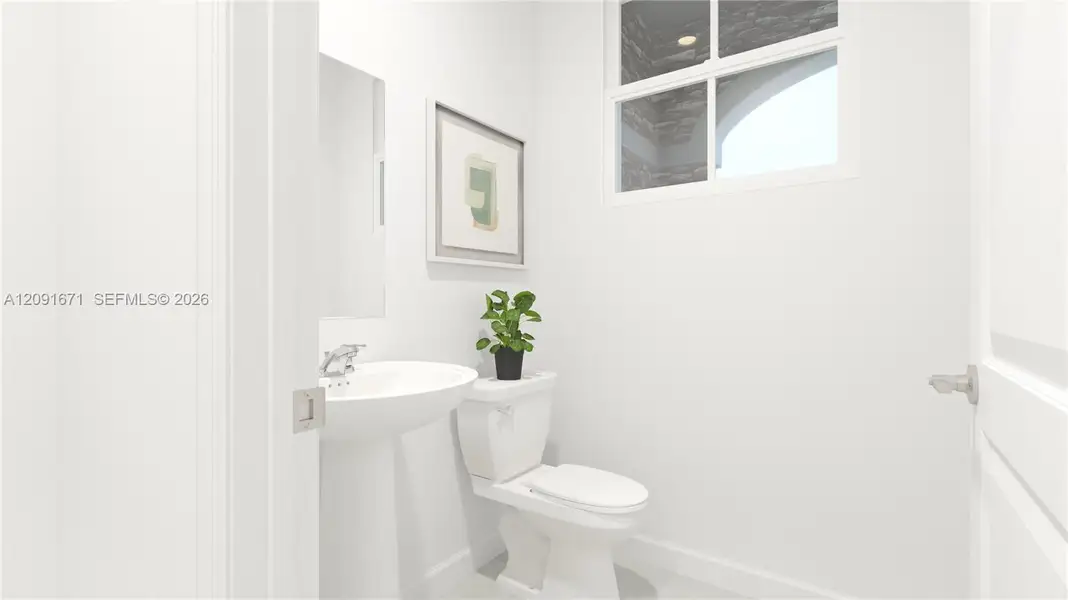 Right off the entryway is a powder room to readily accommodate the needs of the whole household and visiting guests. Right off the entryway is a powder room to readily accommodate the needs of the whole household and visiting guests.