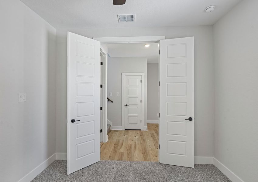 The flex room sits just off of the family room. The flex room sits just off of the family room.