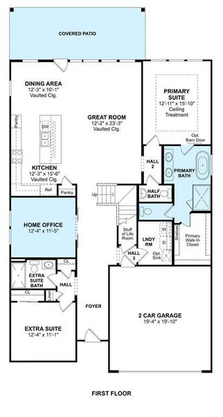 The Davenport floor plan by K. Hovnanian Homes. 1st Floor shown. *Prices, plans, dimensions, features, specifications, materials, and availability of homes or communities are subject to change without notice or obligation.