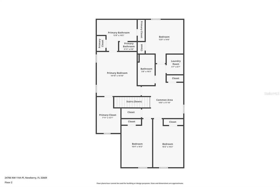 2D floor plan layout of this home in Avalon Woods, Newberry, FL (Image 7).