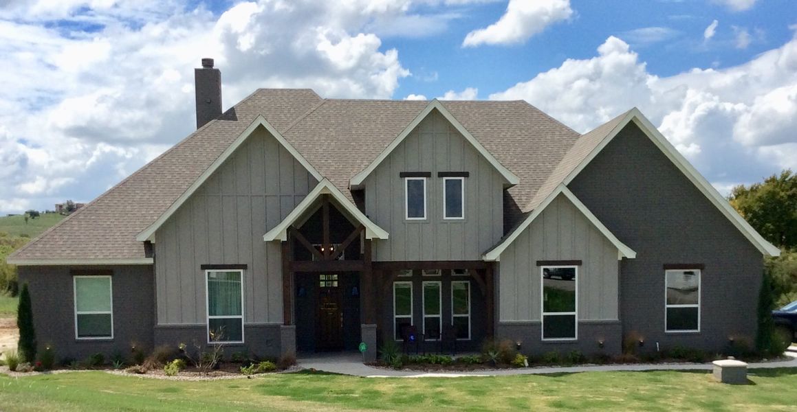 Representative exterior photo of a completed home built from the 171-3011-1017 by Abba River Homes in Stanford Estates, Springtown, TX (Image 1). Representative exterior photo of a completed home built from the 171-3011-1017 by Abba River Homes in Stanford Estates, Springtown, TX (Image 1).