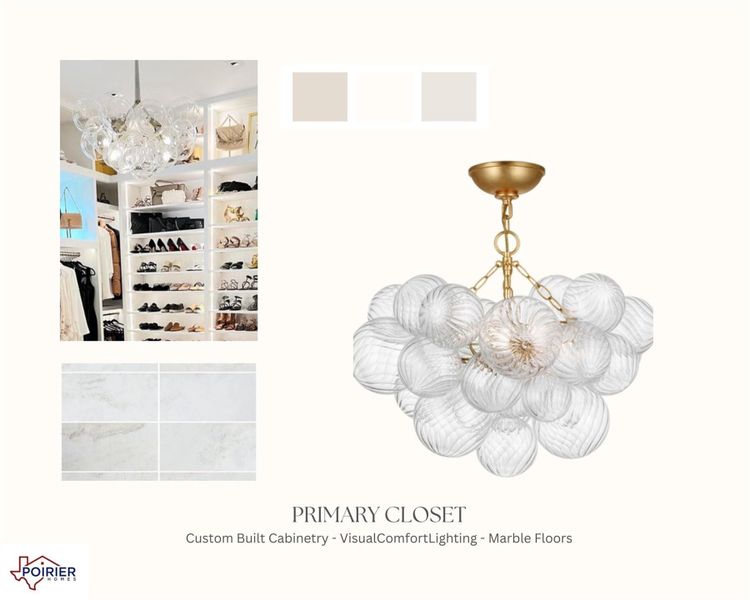 Finish selections - Primary closet. Finish selections - Primary closet.