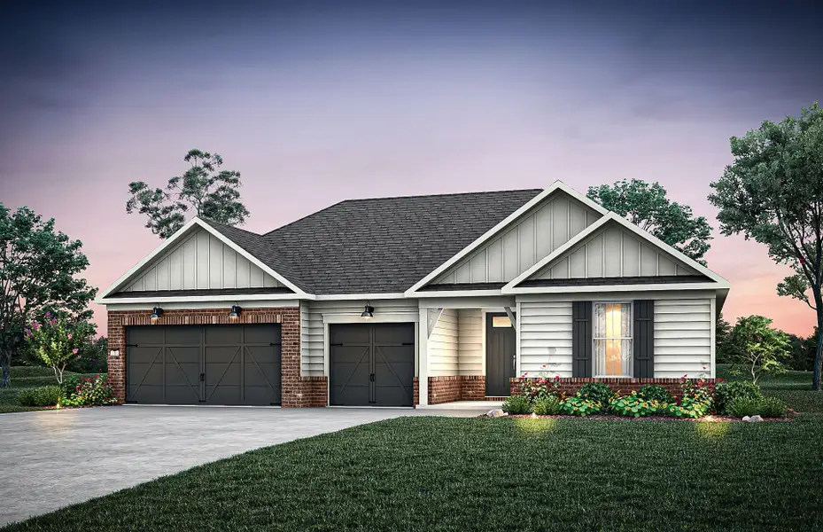 Representative exterior photo of a completed home built from the Renown by Del Webb in Del Webb Southern Oaks, Newnan, GA (Image 17).