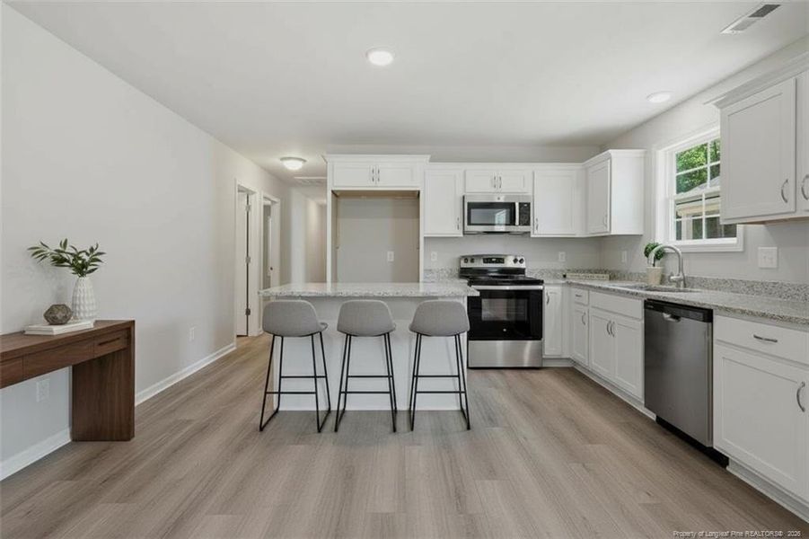 Staged bar area in kitchen