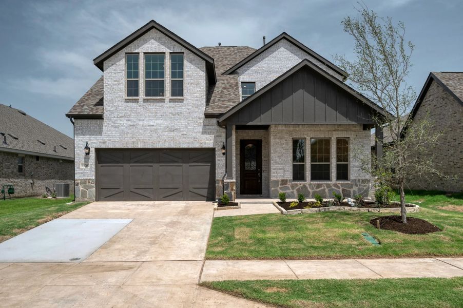 Representative exterior photo of a completed home built from the Portico by Stonehollow Homes in Meadow Vista, Anna, TX (Image 1). Representative exterior photo of a completed home built from the Portico by Stonehollow Homes in Meadow Vista, Anna, TX (Image 1).